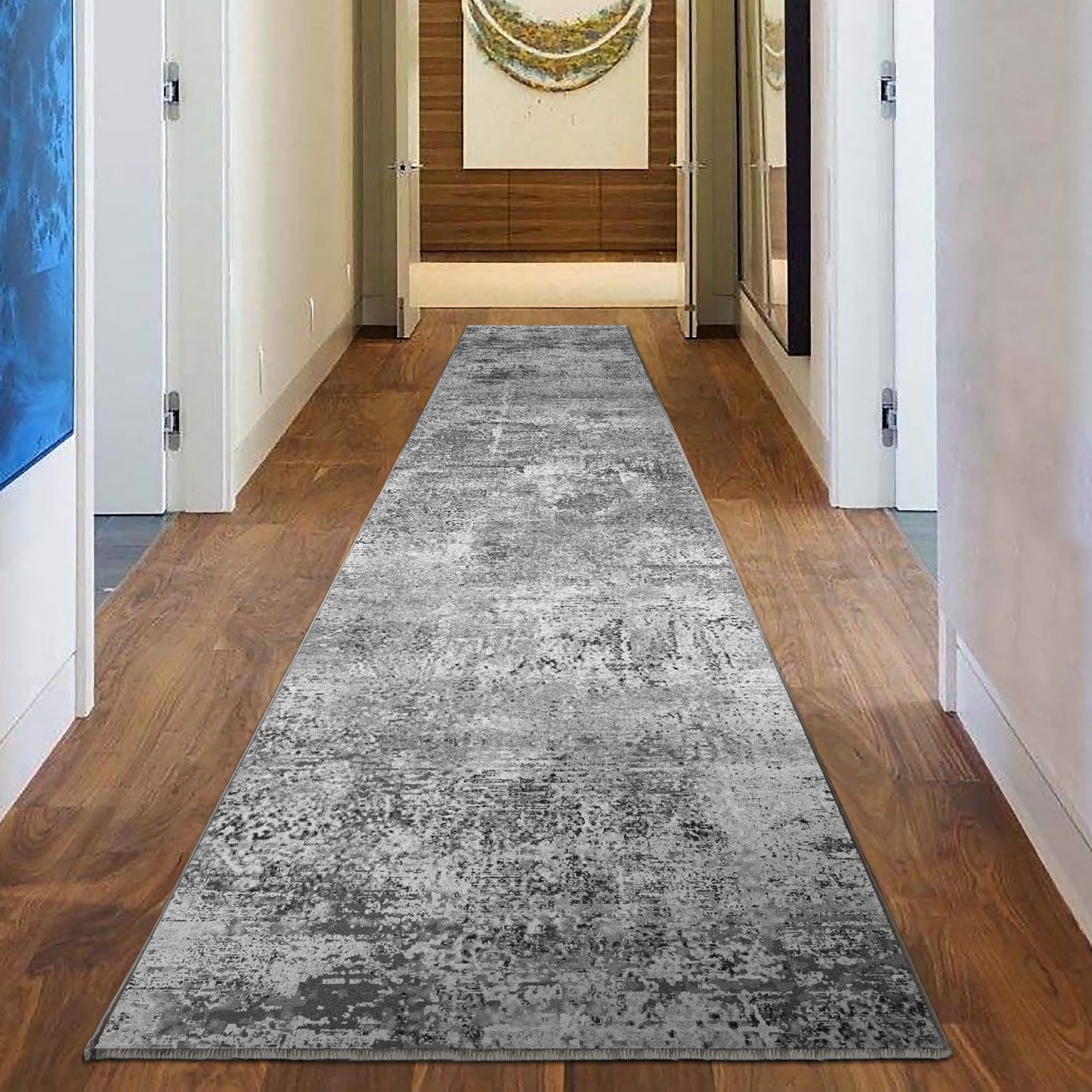 Echo 400 Washable Hall Runner Grey