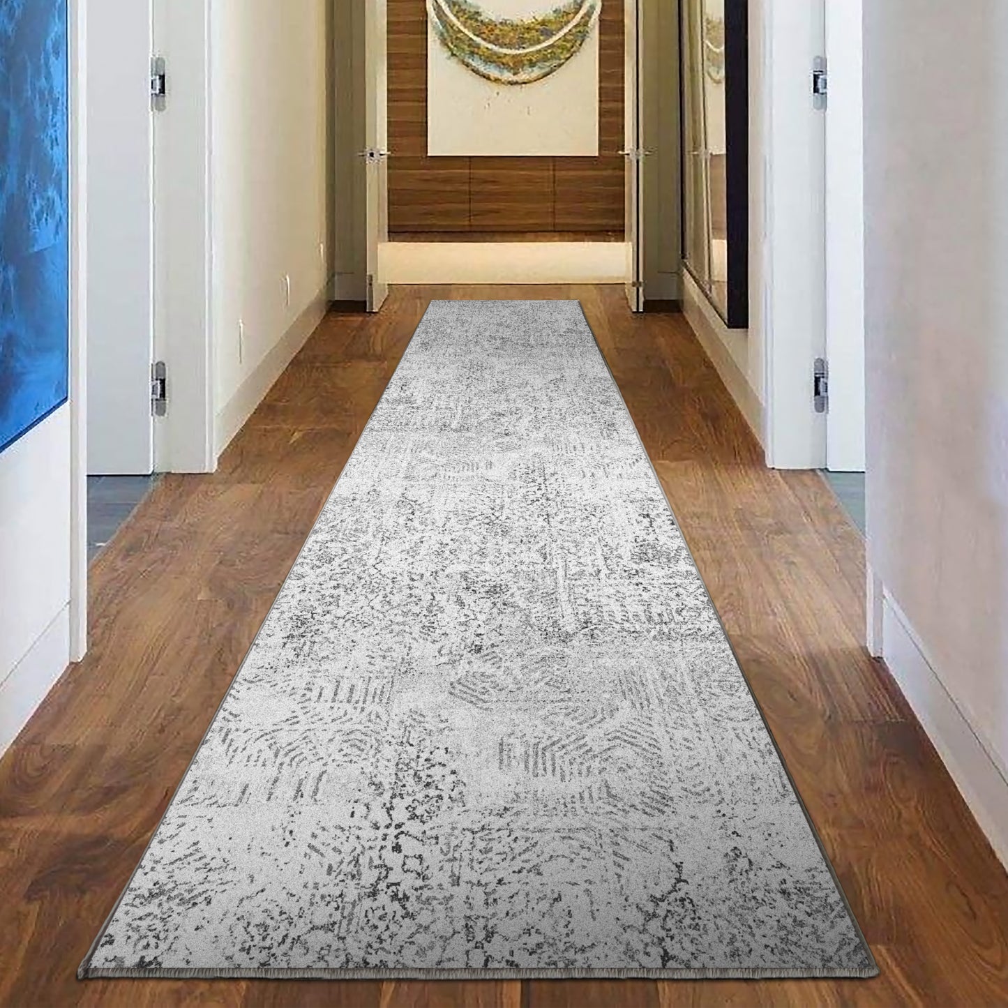 Echo 500 Washable Hall Runner Grey