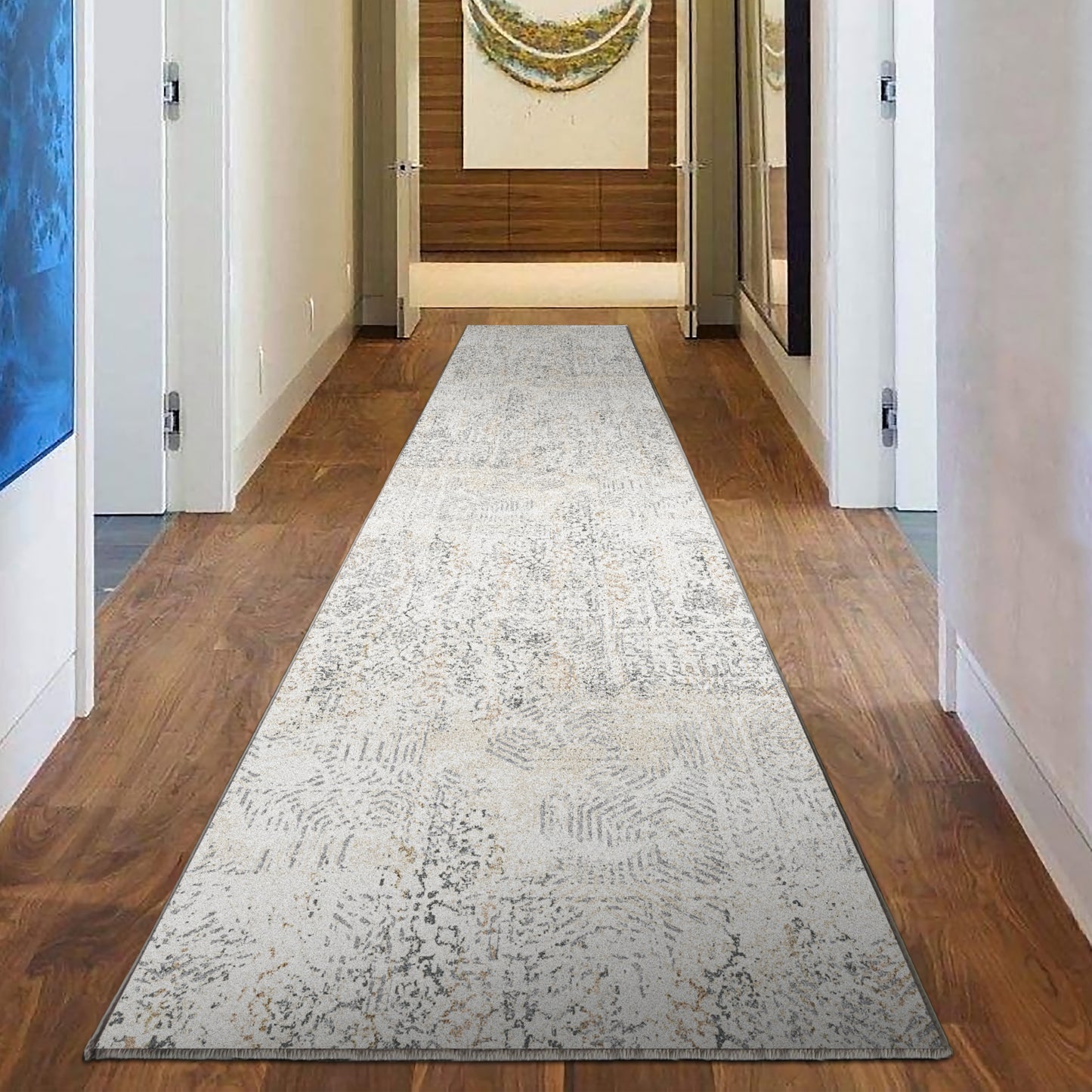 Echo 502 Washable Hall Runner Grey-Beige