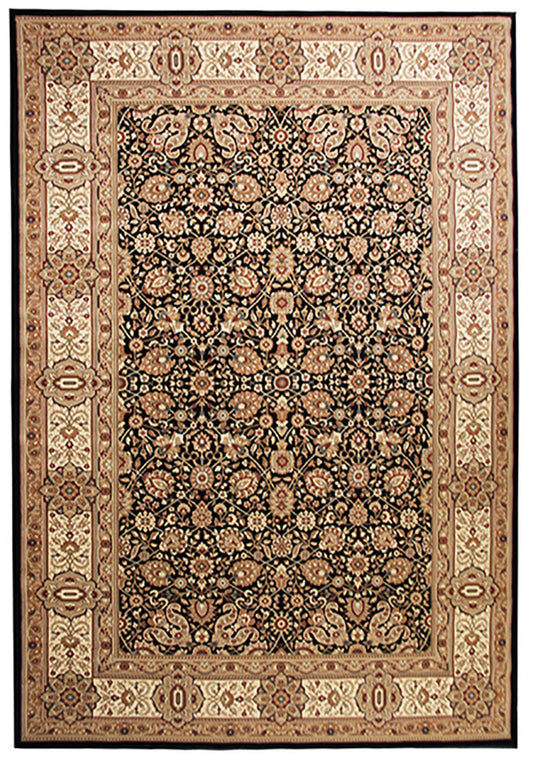 Elegance 1339 Black Large Traditional Rug in Size 200cm x 290cm-Rugs 4 Less