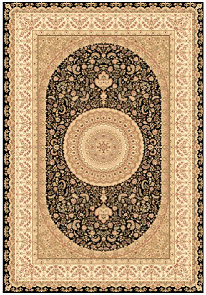 Elegance 1340 Black Small Traditional Rug in Size 120cm x 170cm-Rugs 4 Less