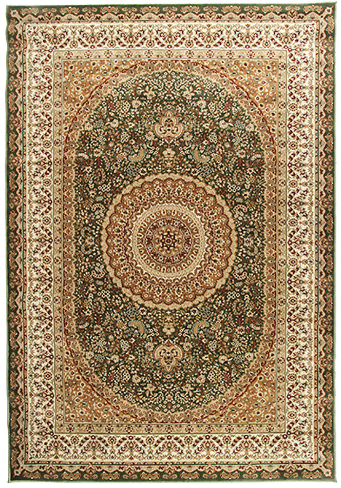 Elegance 1340 Green Small Traditional Rug in Size 120cm x 170cm-Rugs 4 Less