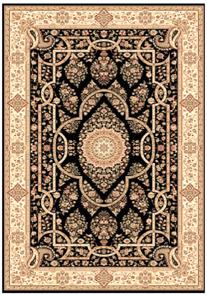 Elegance 1341 Black Small Traditional Rug in Size 120cm x 170cm-Rugs 4 Less