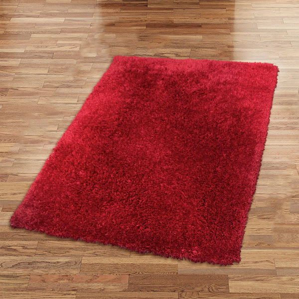 Pluto Red Shag Rug in Size 150cm x 220cm-Rugs 4 Less