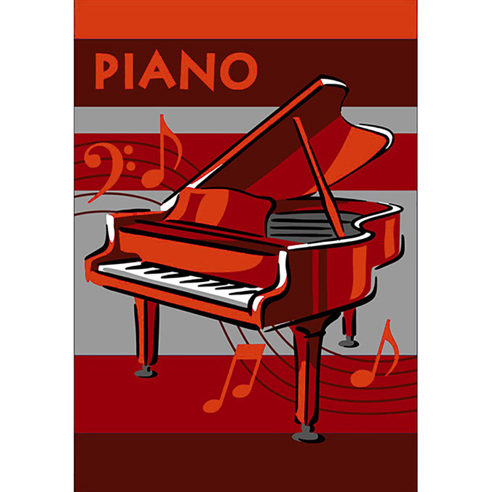 Piano Rug Red in Size 110cm x 160cm-Rugs 4 Less