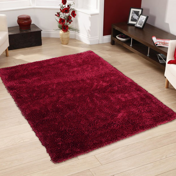 Venus Red Shag Rug in Size 160cm x 230cm-Rugs 4 Less