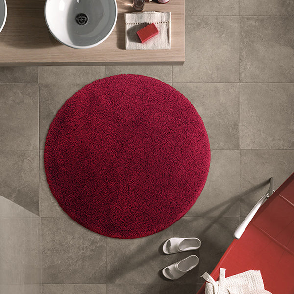 Drylon Round Mat Red in Size Round 90cm | Large Round Bath Mat