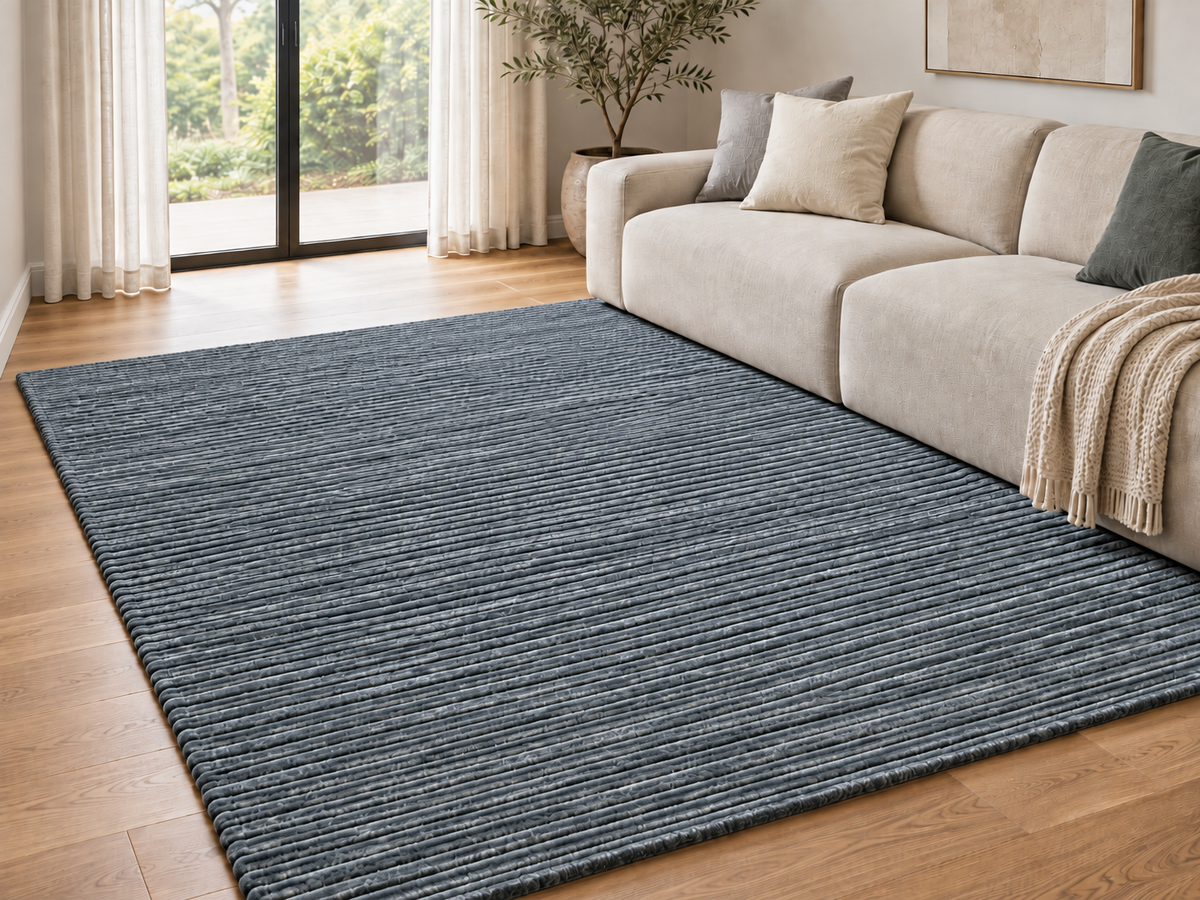 Cashmere Wool-Viscose Rug Petrol in Size 160cm x 230cm