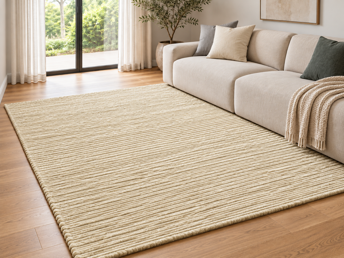 Cashmere Wool-Viscose Rug Sand in Size 160cm x 230cm