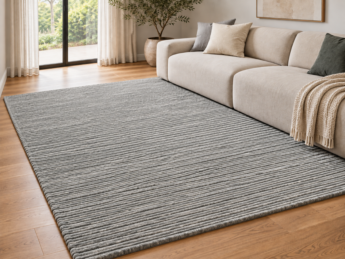Cashmere Wool-Viscose Rug Silver in Size 160cm x 230cm