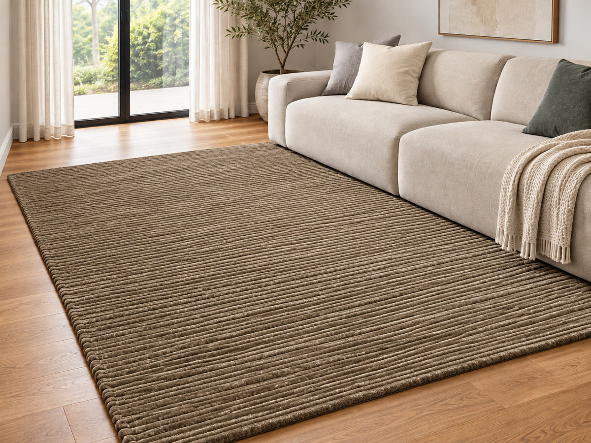 Cashmere Wool-Viscose Rug Taupe in Size 160cm x 230cm