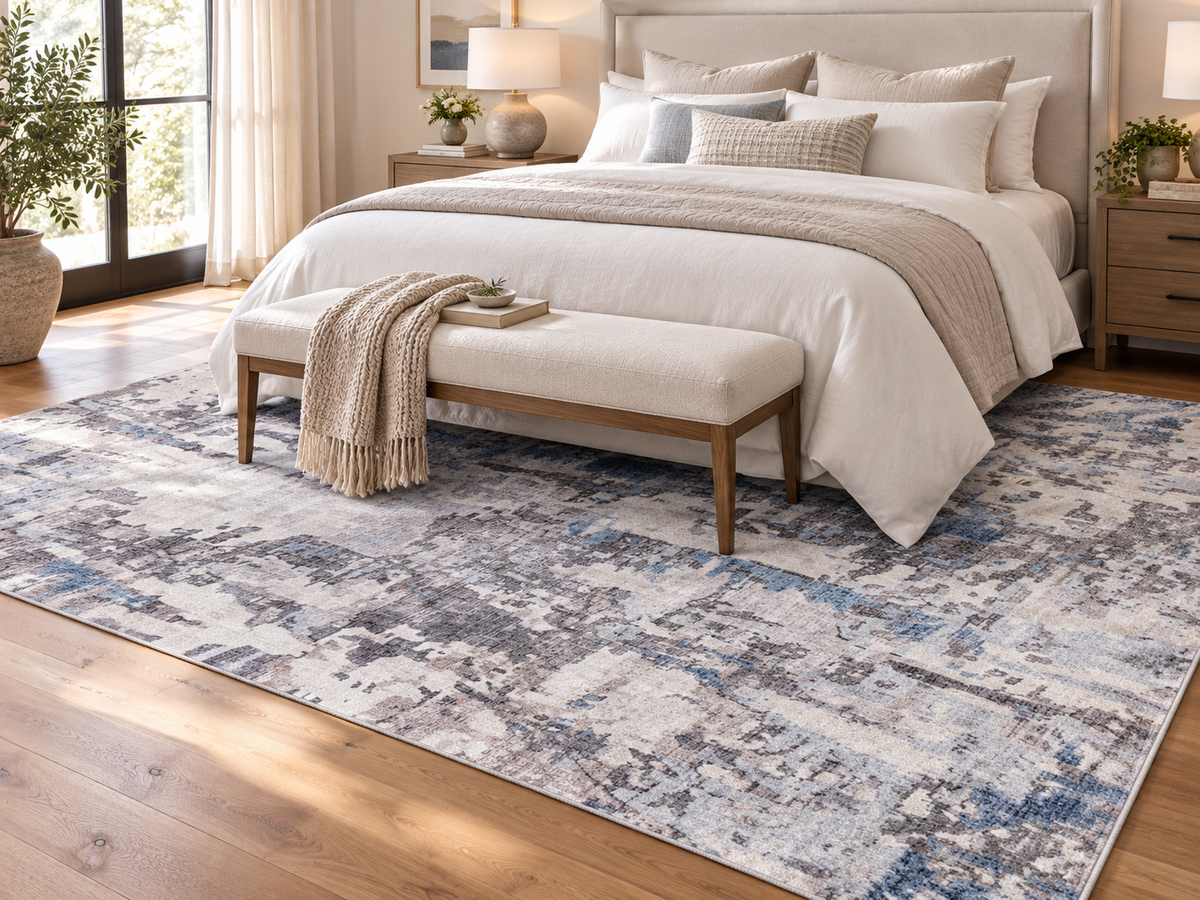 Echo 201 Grey Blue Washable Rug