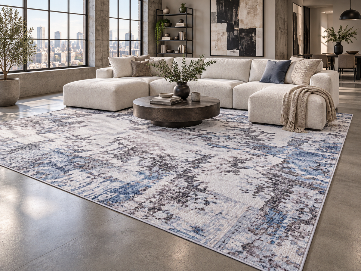 Echo 201 Grey Blue Washable Rug