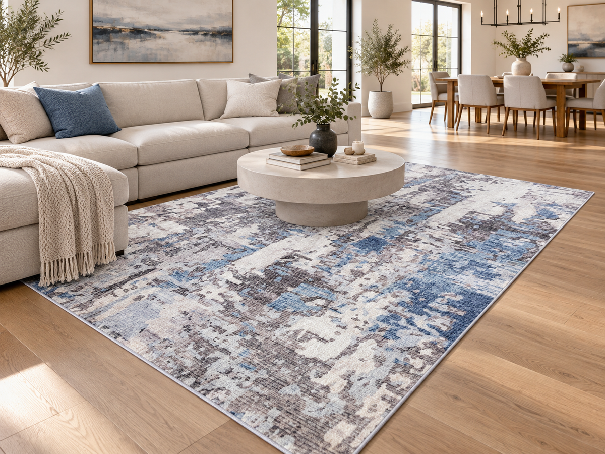 Echo 201 Grey Blue Washable Rug