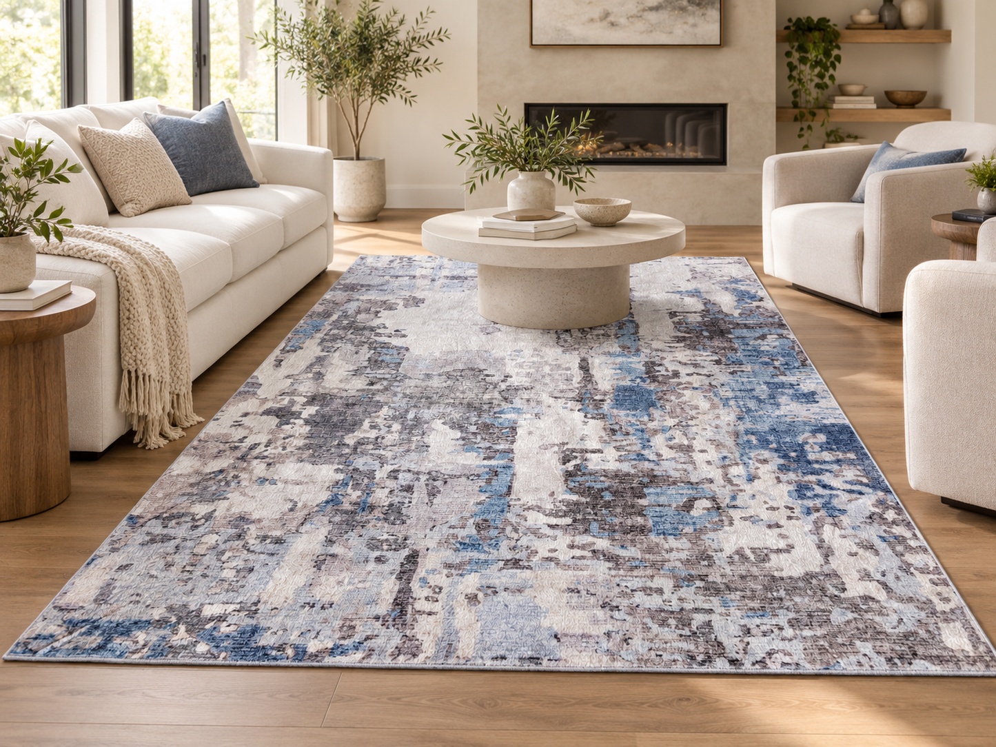 Echo 201 Grey Blue Washable Rug