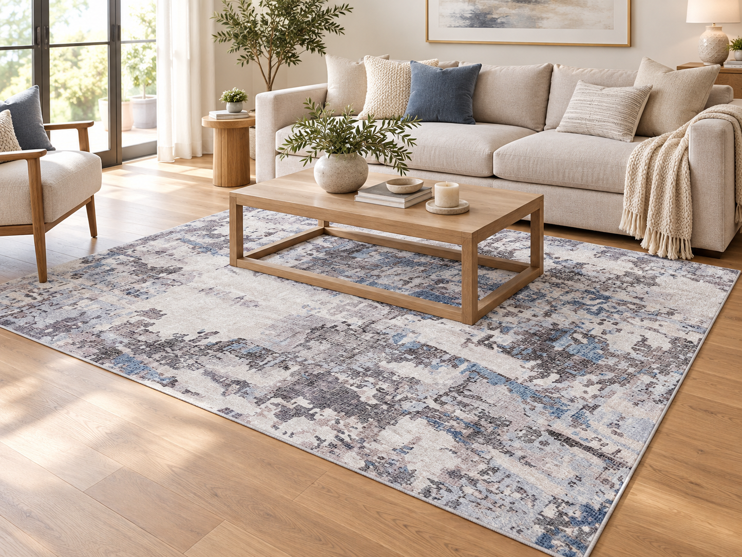 Echo 201 Grey Blue Washable Rug