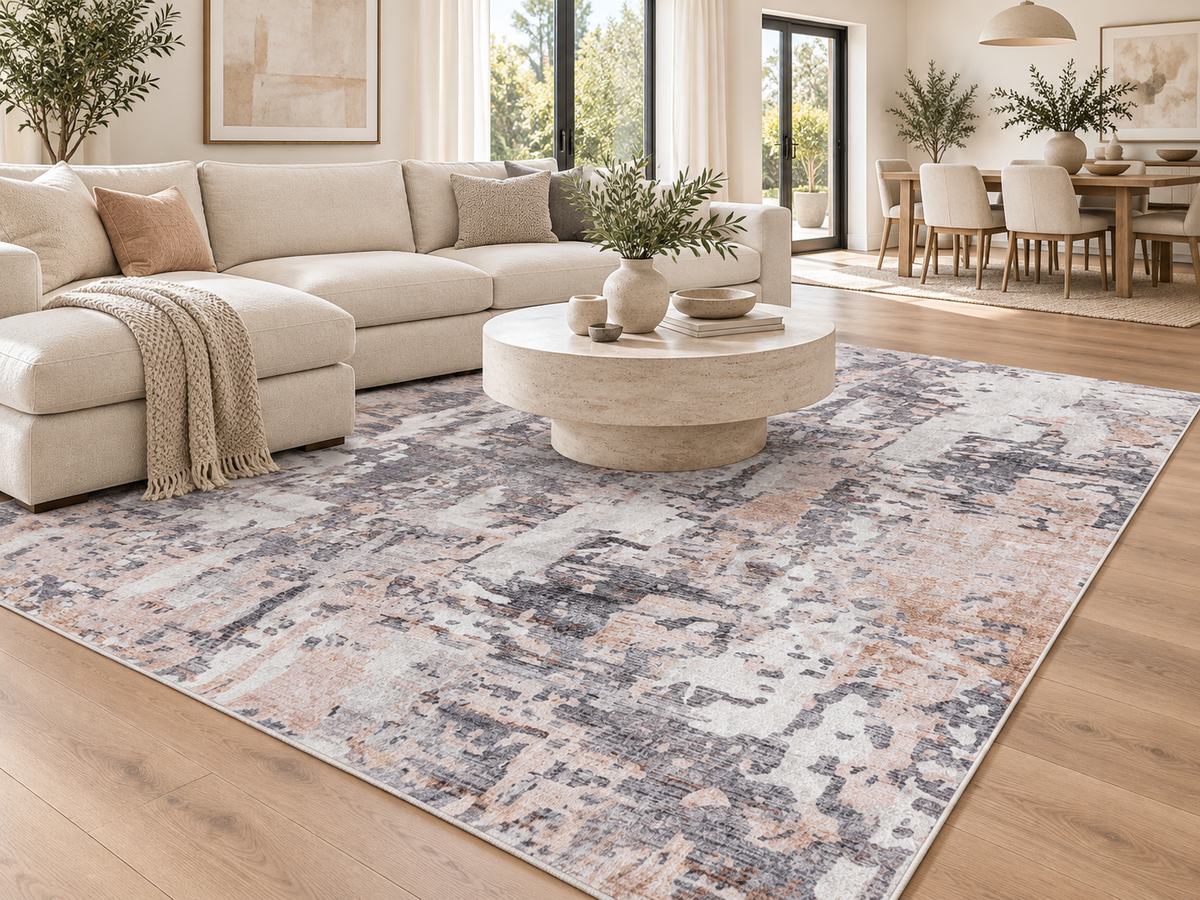 Echo 202 Grey Biege Washable Rug