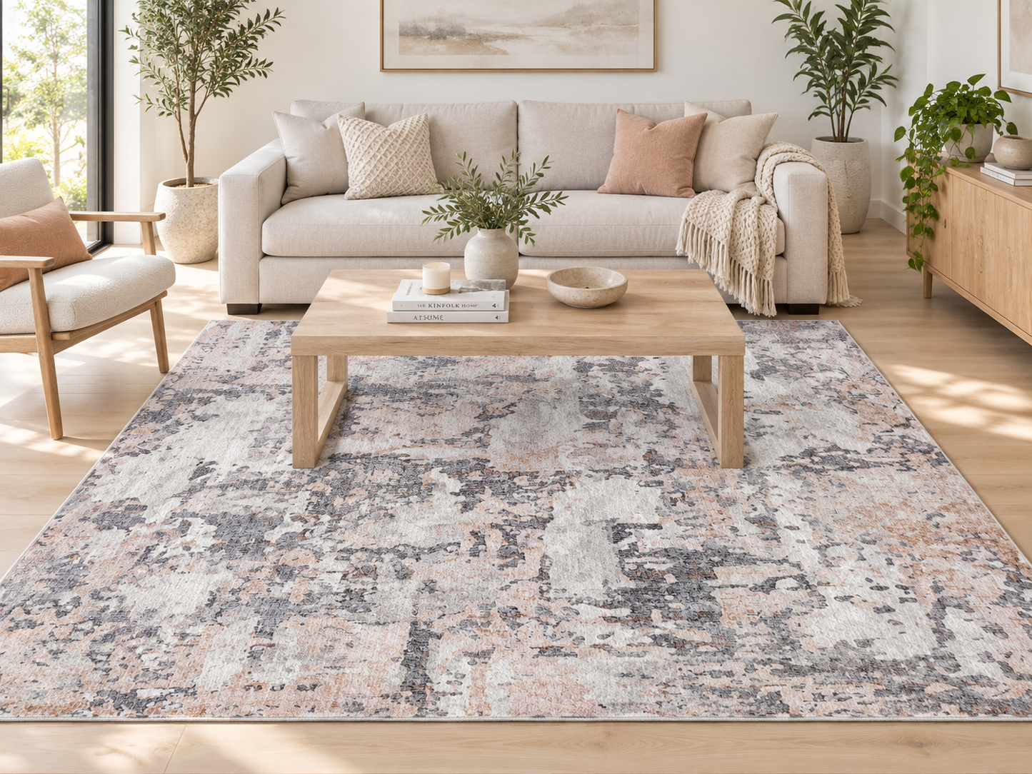 Echo 202 Grey Biege Washable Rug