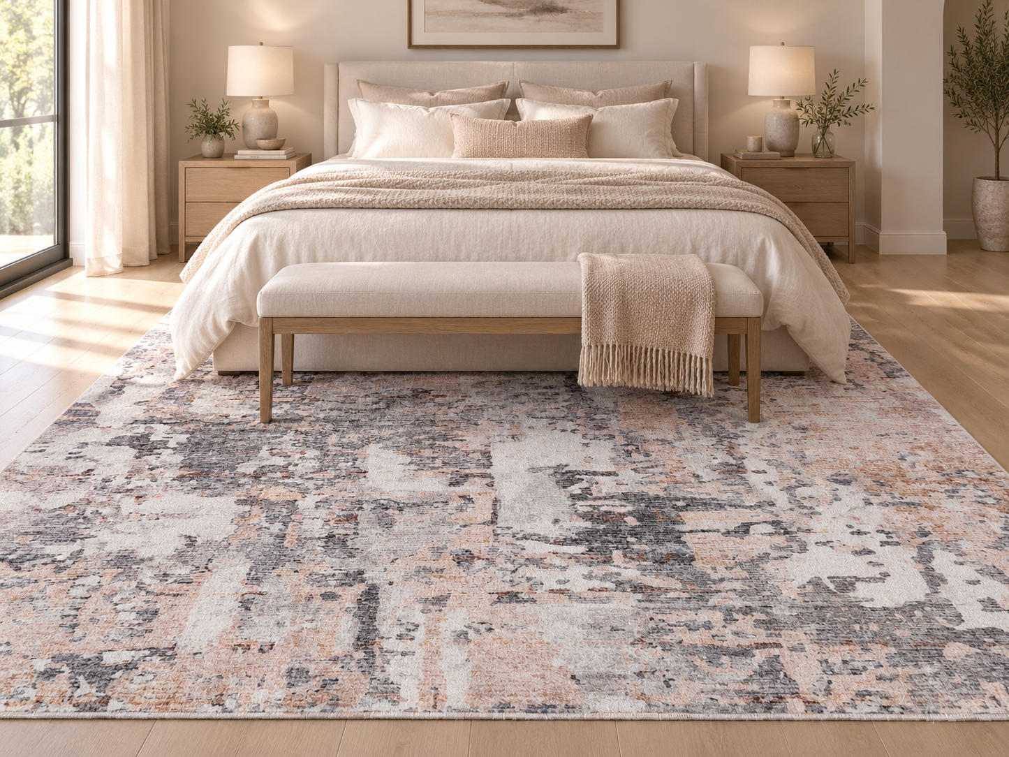 Echo 202 Grey Biege Washable Rug