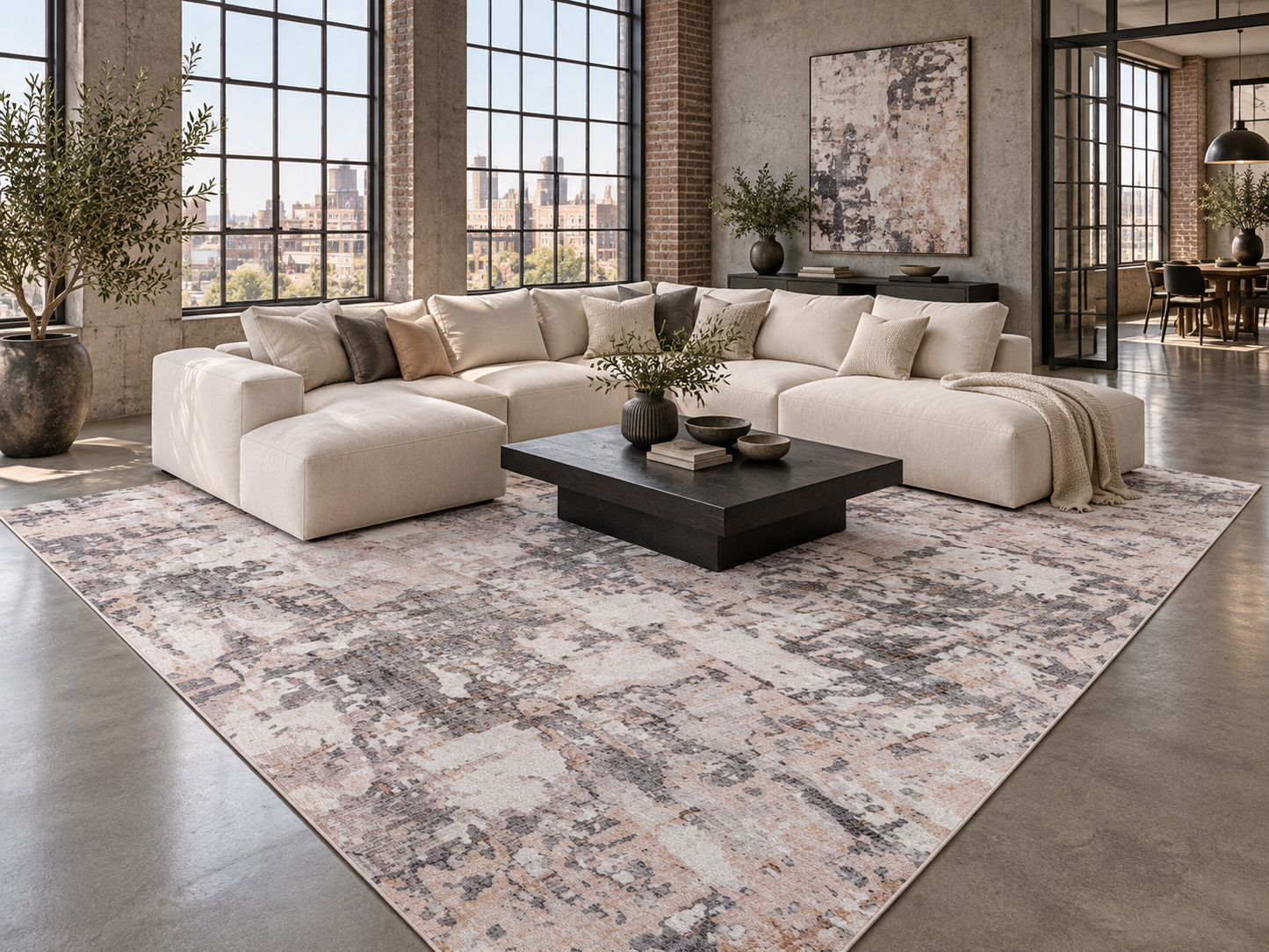 Echo 202 Grey Biege Washable Rug