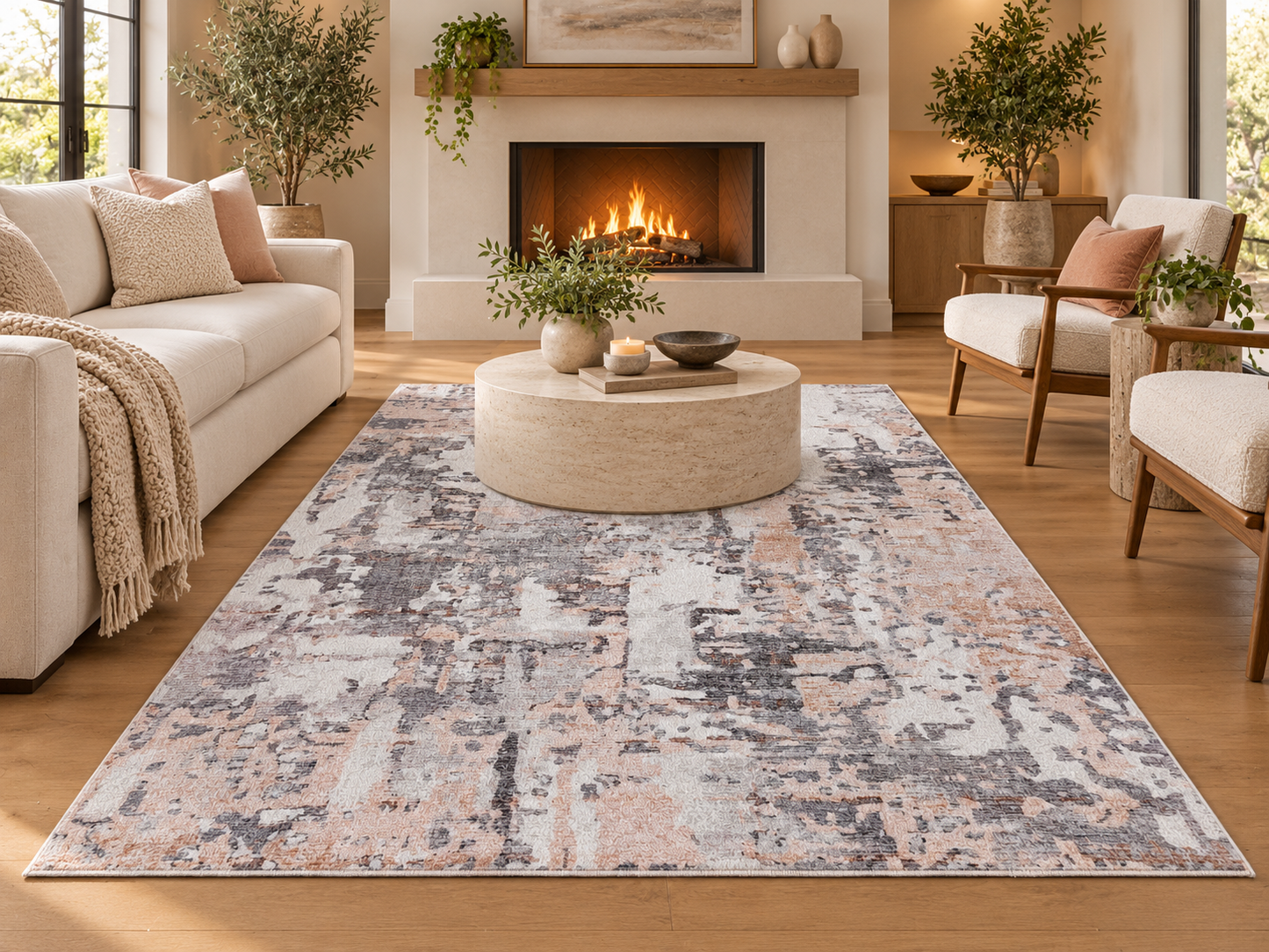 Echo 202 Grey Biege Washable Rug
