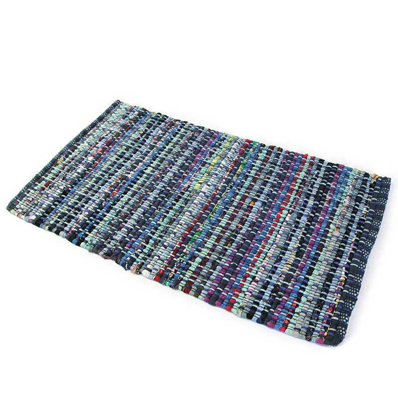 Chindi Blue Large Mat in Size 60cm x 90cm-Rugs 4 Less