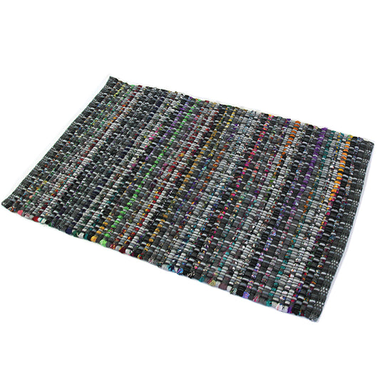 Chindi Charcoal Large Mat in Size 60cm x 90cm-Rugs 4 Less