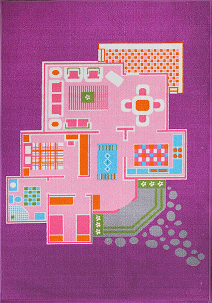 Doll House Play Rug in Size 110cm x 160cm-Rugs 4 Less