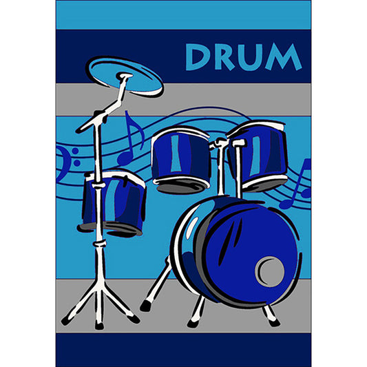Drums Small Rug Blue in Size 90cm x 130cm-Rugs 4 Less