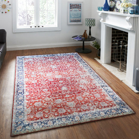 Echo 908 Red Washable Rug in Size 120cm x 160cm