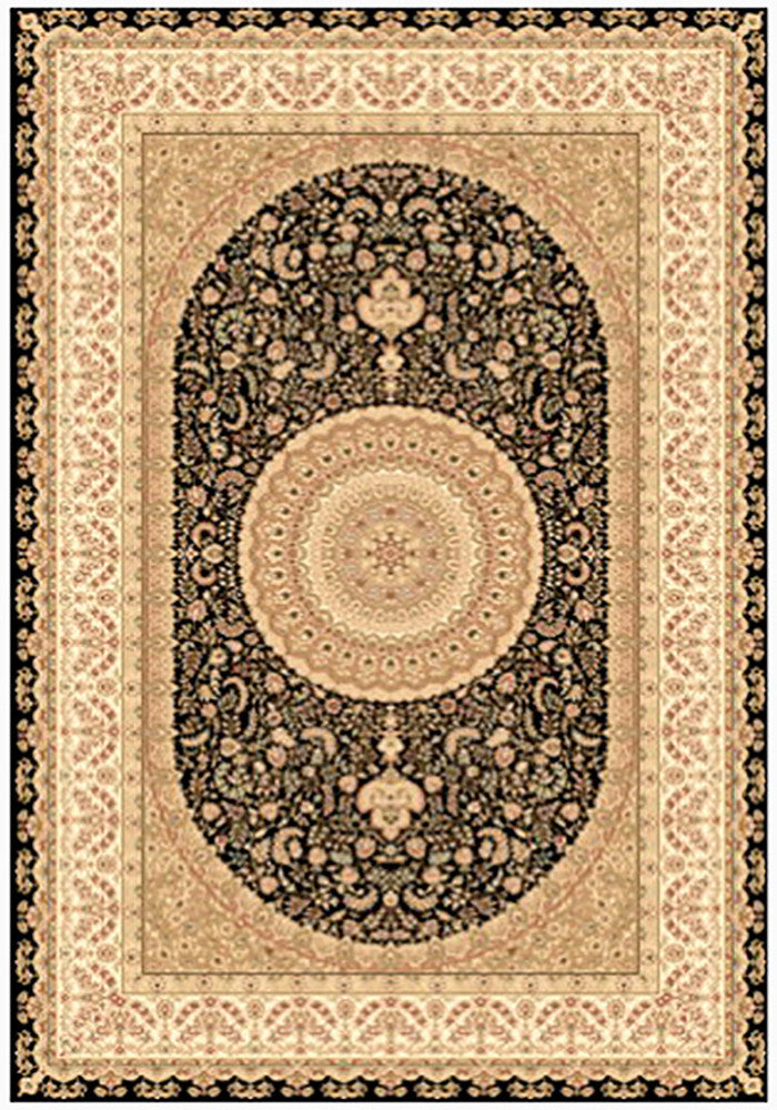 Elegance 1340 Black Small Traditional Rug in Size 120cm x 170cm-Rugs 4 Less