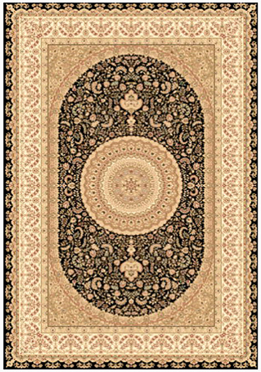 Elegance 1340 Black Large Traditional Rug in Size 200cm x 290cm-Rugs 4 Less