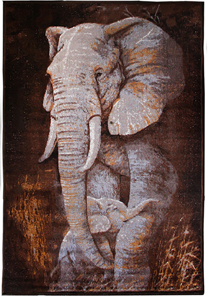 Animal Print Rug Elephant in Size 110cm x 160cm-Rugs 4 Less