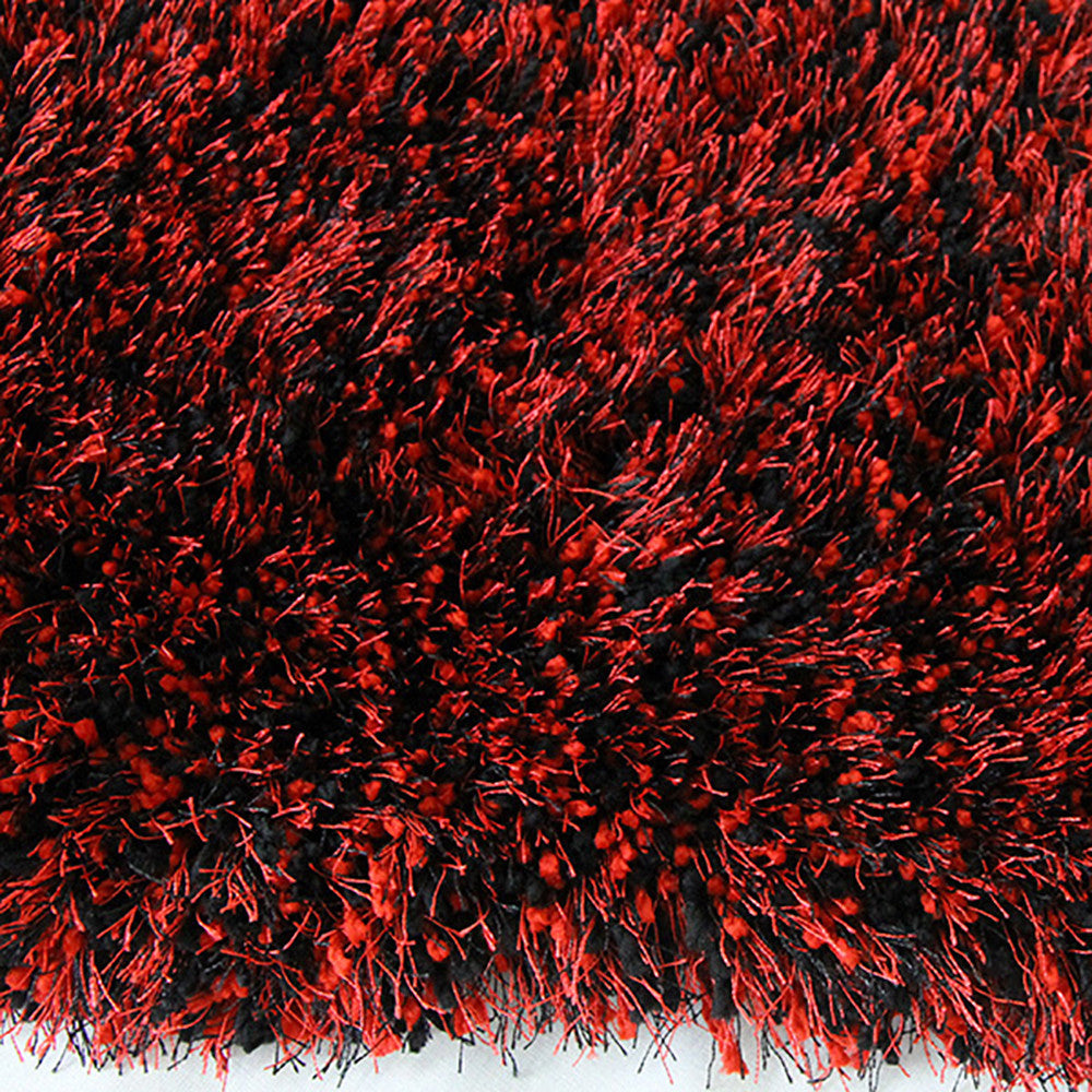 Elias Red-Black Large Shag Rug in Size 200cm x 290cm-Rugs 4 Less