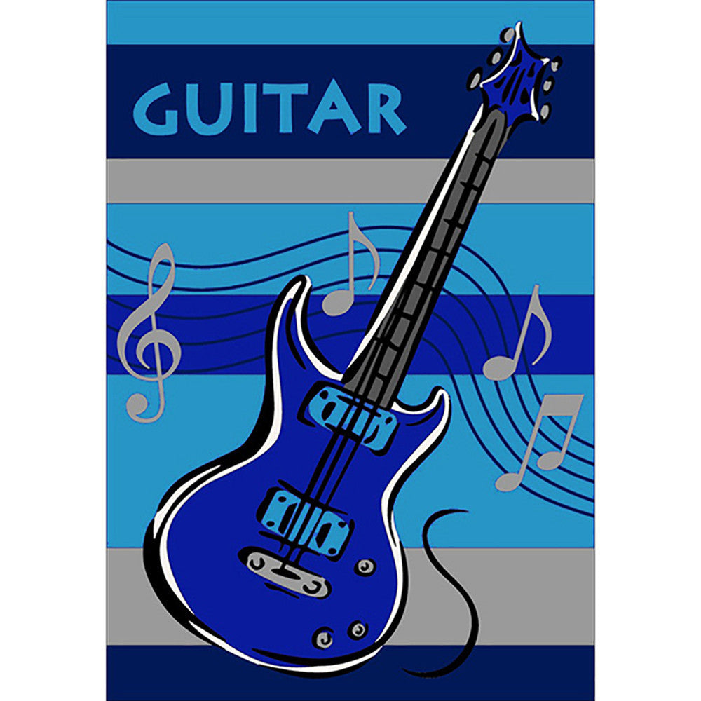 Guitar Rug Blue in Size 110cm x 160cm-Rugs 4 Less