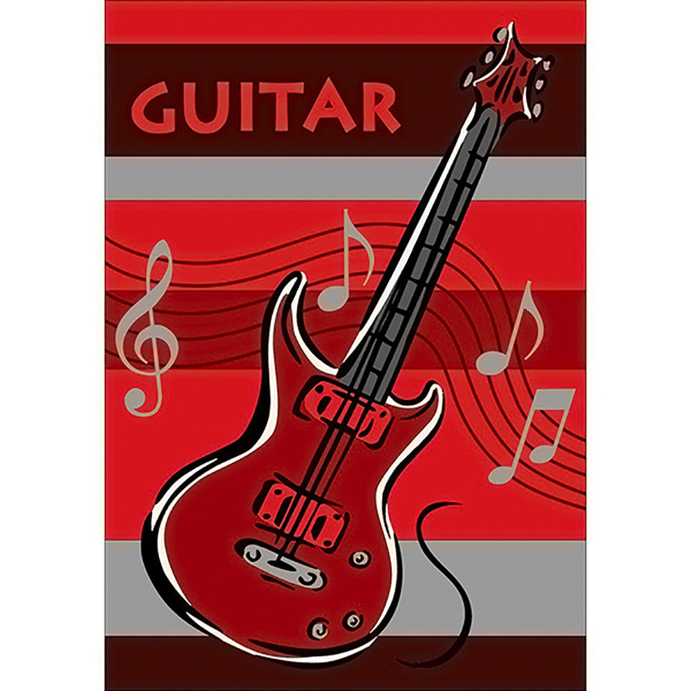 Guitar Rug Red in Size 110cm x 160cm-Rugs 4 Less