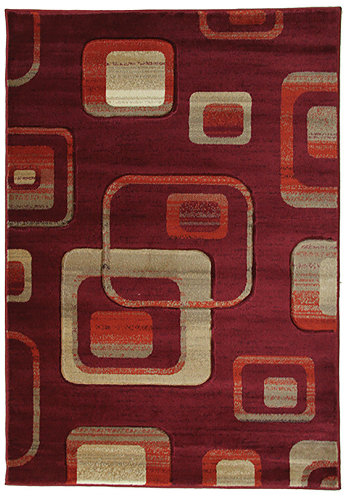 Motion 4328 Red Large Mat in Size 80cm x 130cm-Rugs 4 Less