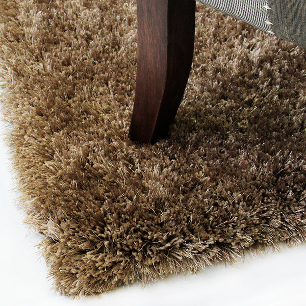 Pluto Taupe Small Shag Rug in Size 110cm x 160cm-Rugs 4 Less