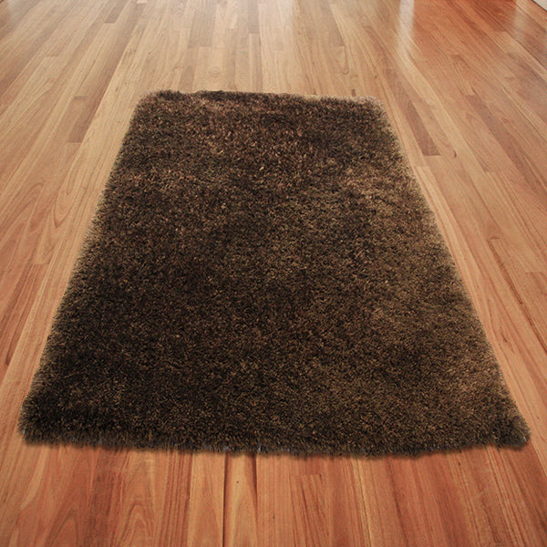 Pluto Brown Small Shag Rug in Size 110cm x 160cm-Rugs 4 Less