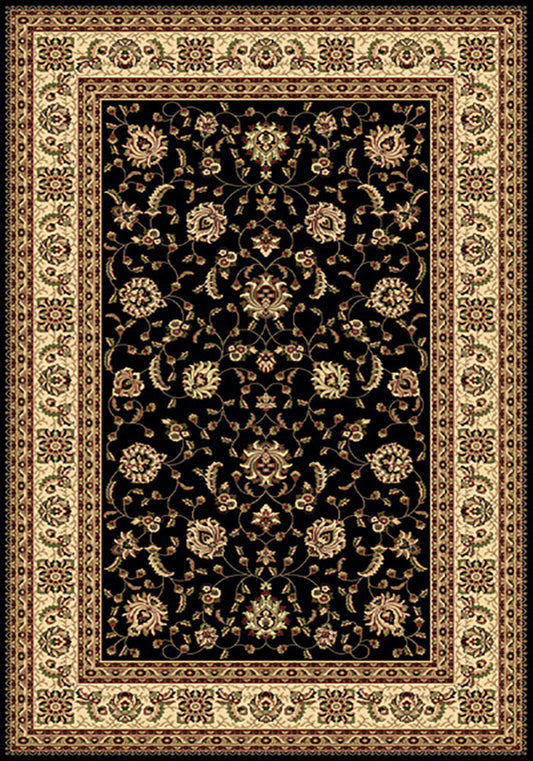 Residence 9777 Black Extra Large Traditional Rug in Size 240cm x 340cm-Rugs 4 Less