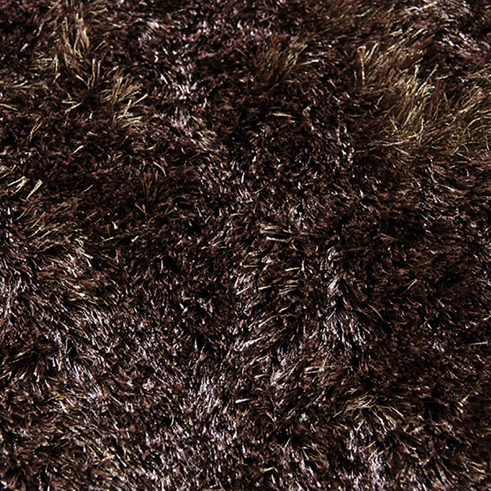 Small Shag Rug Satin Brown Small Shag Rug in Size 110cm x 160cm