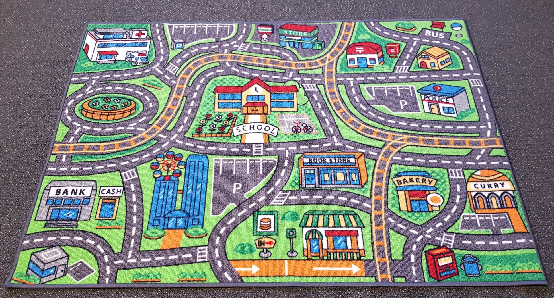Suburb Kids Car Rug in Size 90cm x 130cm-Rugs 4 Less