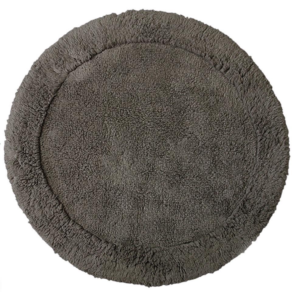 Cotton Round Bath Mat Charcoal in Size Round 70cm-Rugs 4 Less