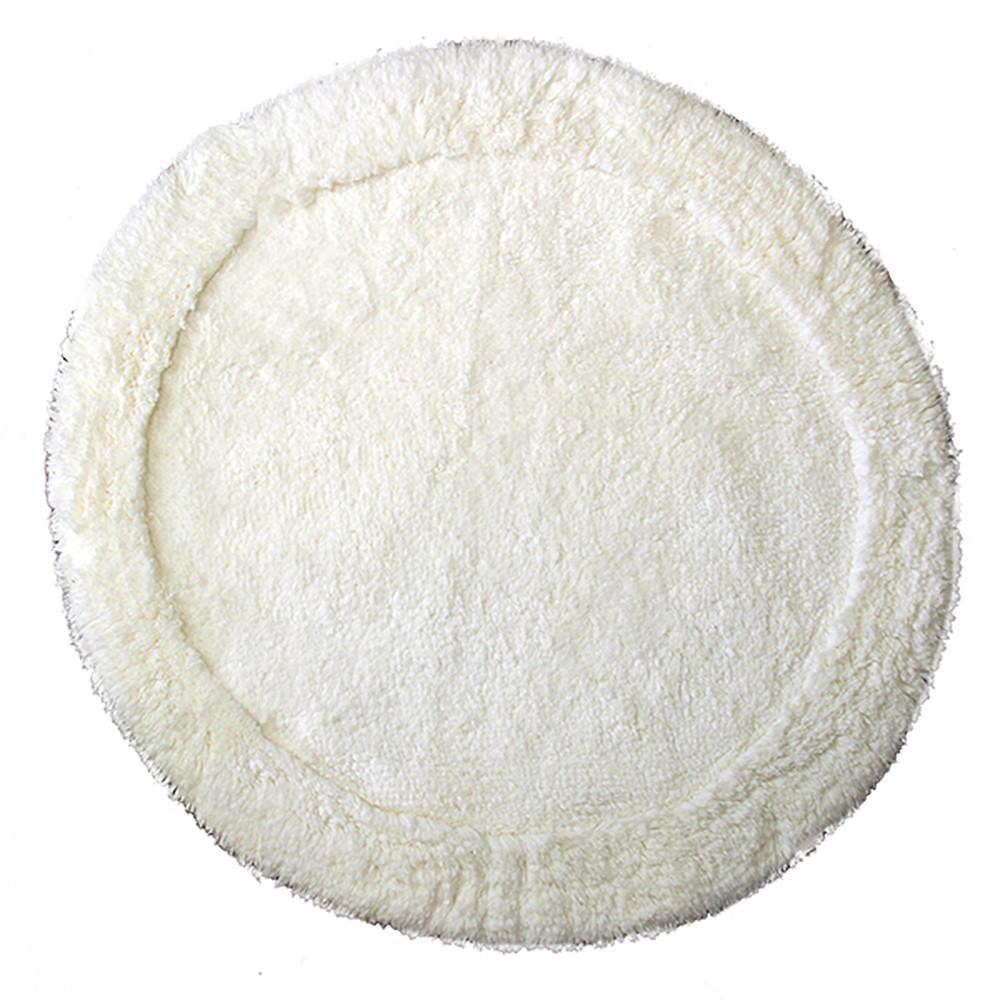 Cotton Round Bath Mat Cream in Size Round 70cm-Rugs 4 Less